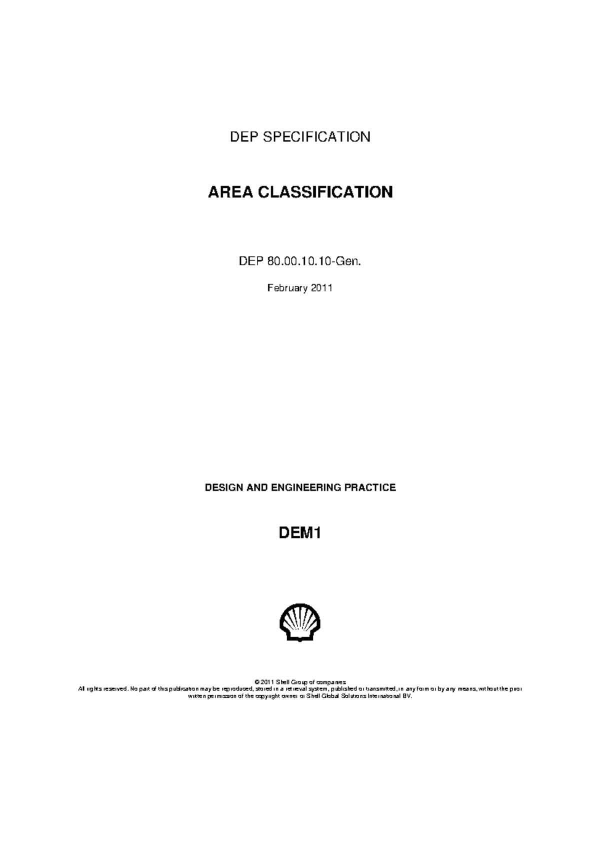 464338905 DEP 80 00 10 10 Gen Area Classification - DEP SPECIFICATION ...