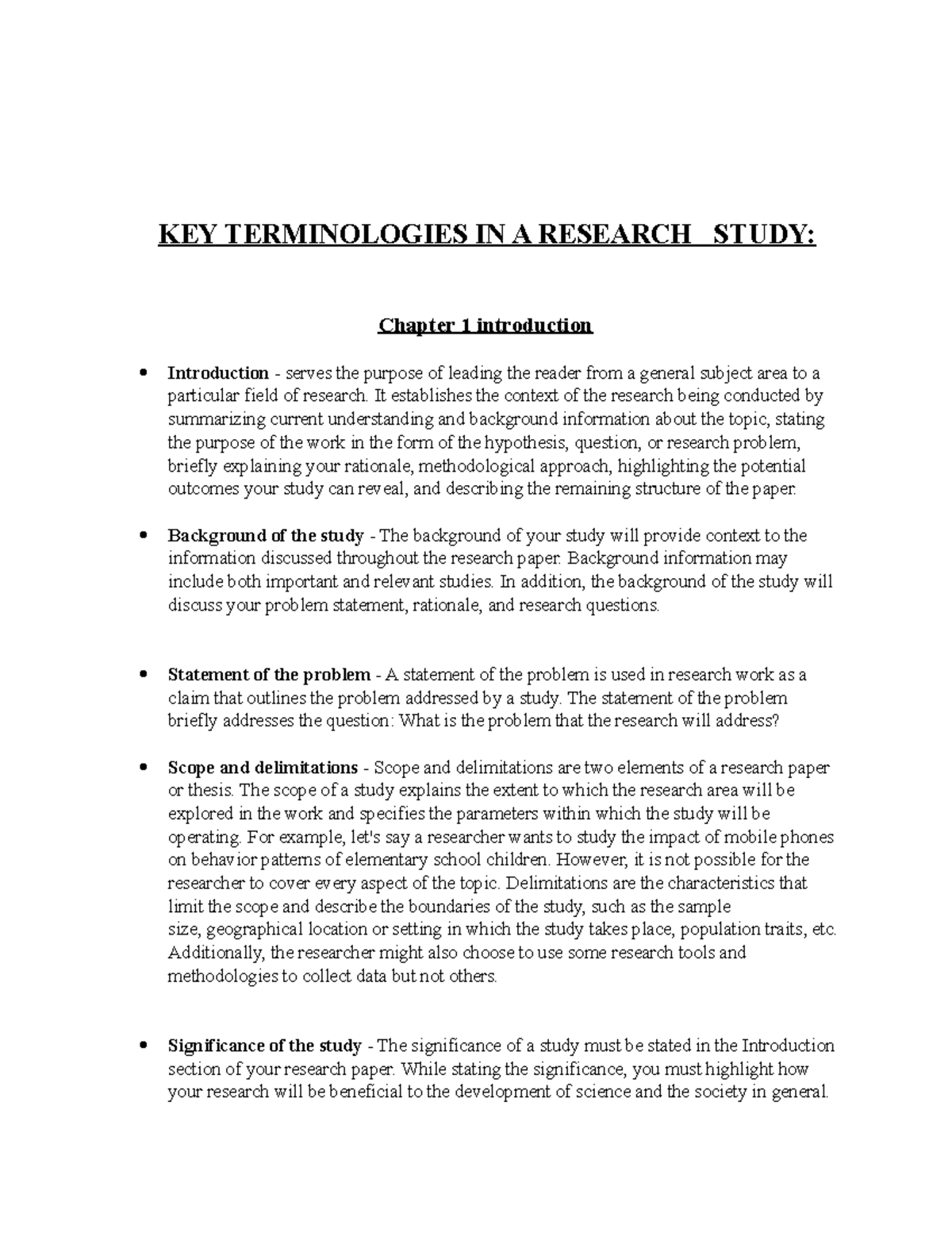 Research-Terms - Double shifting - KEY TERMINOLOGIES IN A RESEARCH ...
