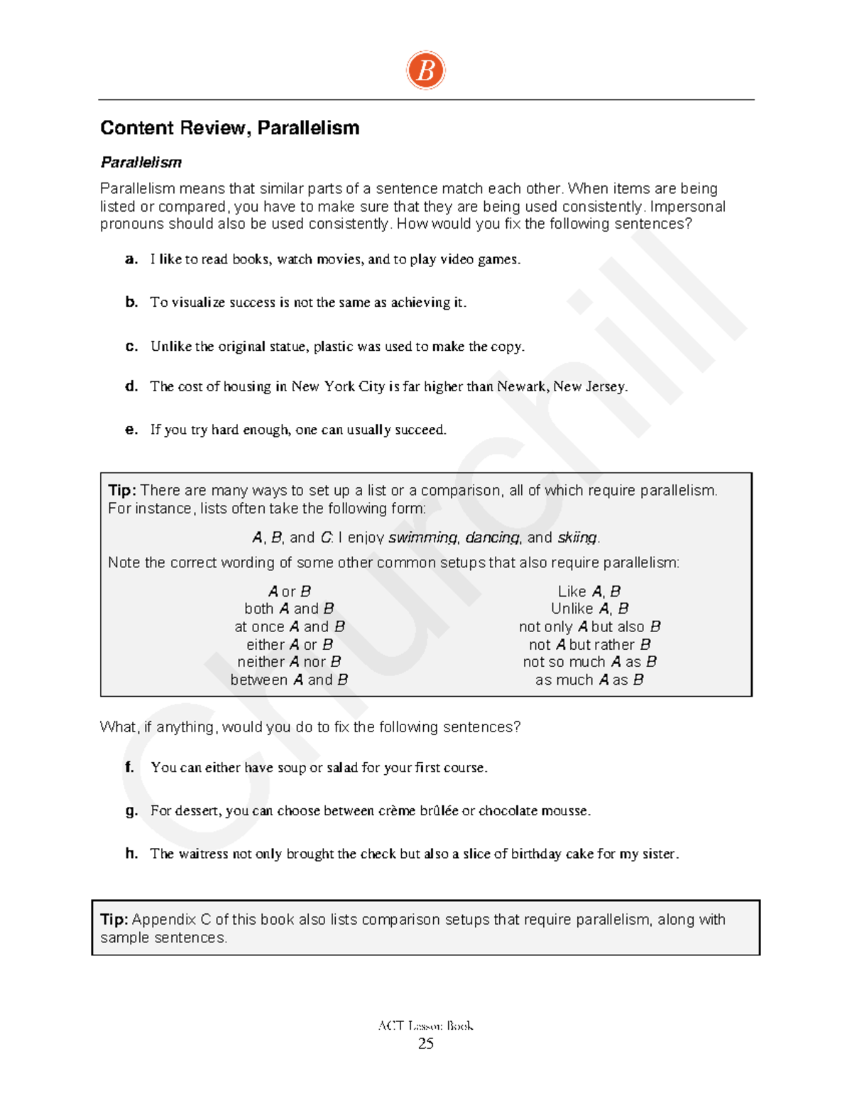 English exercises (Parallelism, puncutation) - Content Review ...