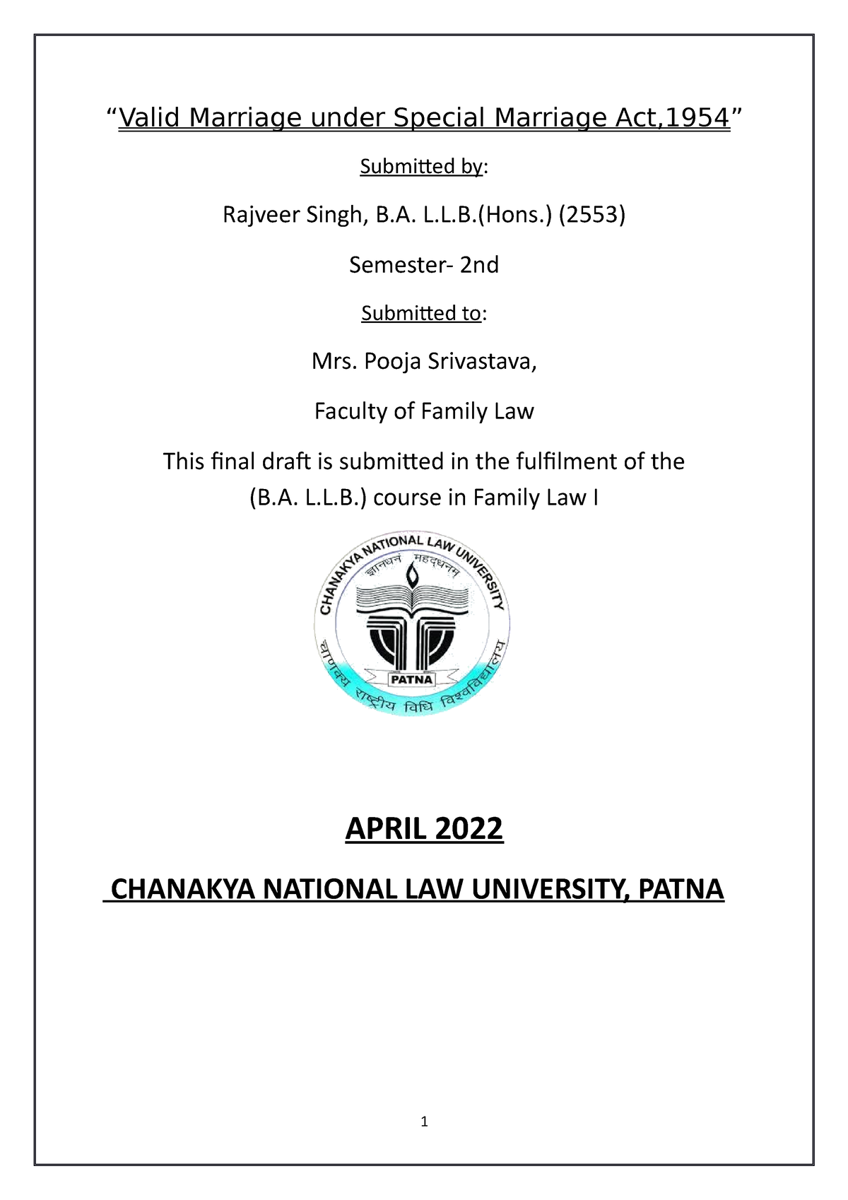 research paper on special marriage act