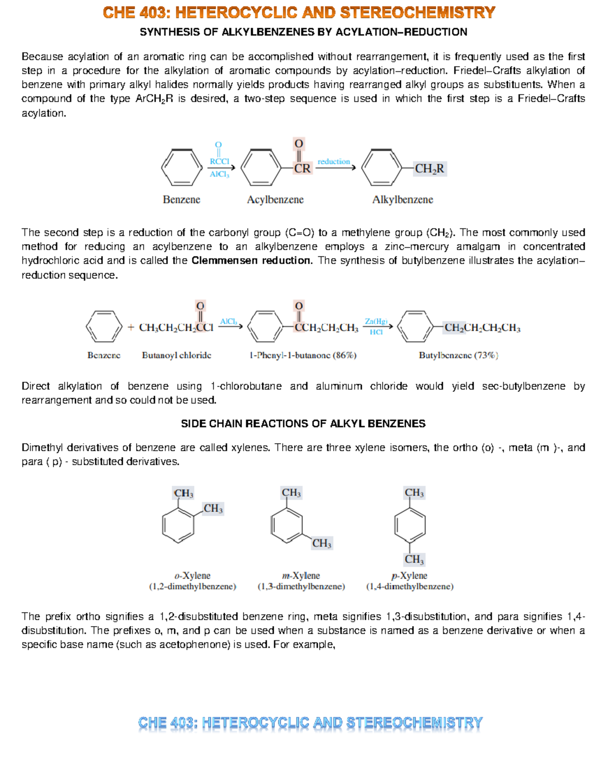 Week 4 notes CHE 403 Heterocyclic AND Stereochemistry - SYNTHESIS OF ...
