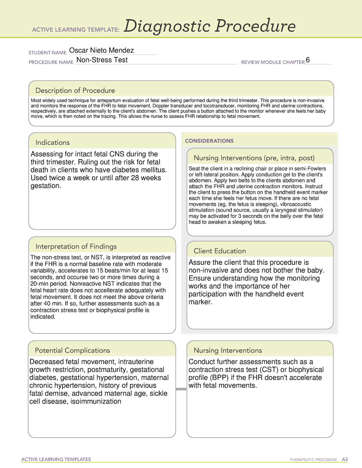 Diagnostic Procedure form - ACTIVE LEARNING TEMPLATES TherapeuTic ...