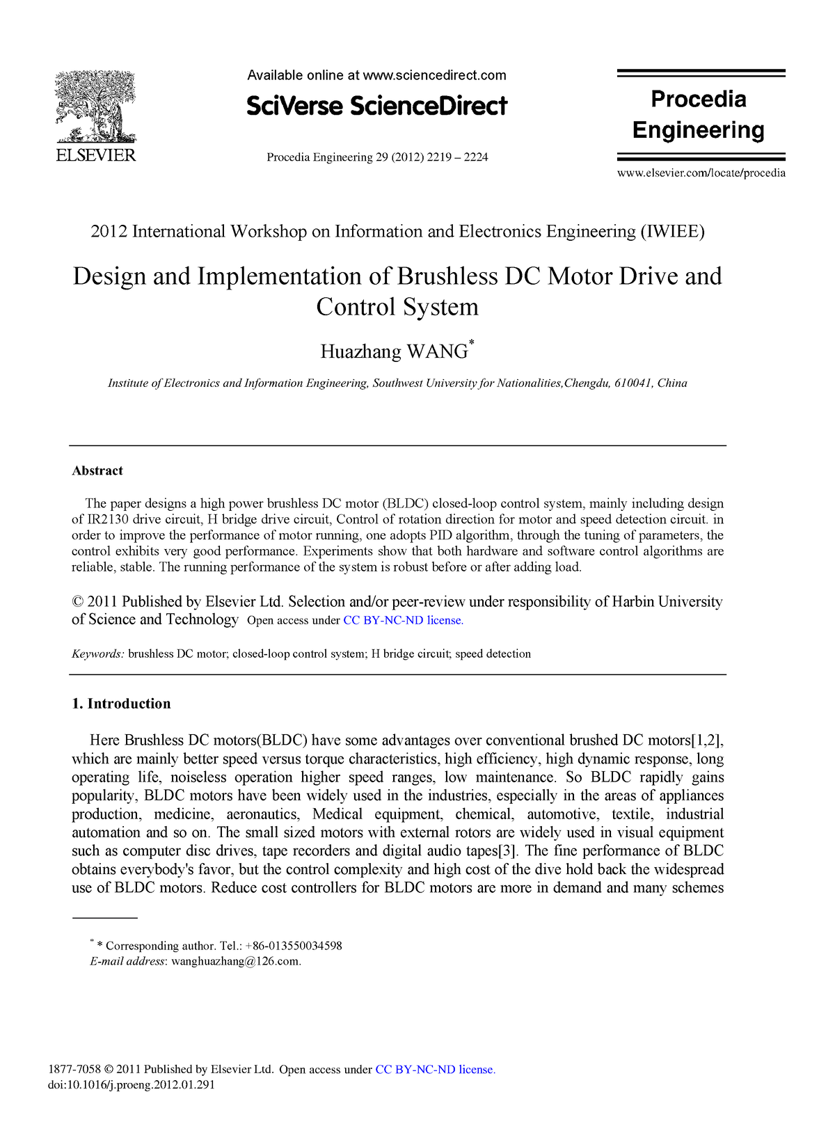 Design and Implementation of Brushless DC Motor Dr - Procedia ...