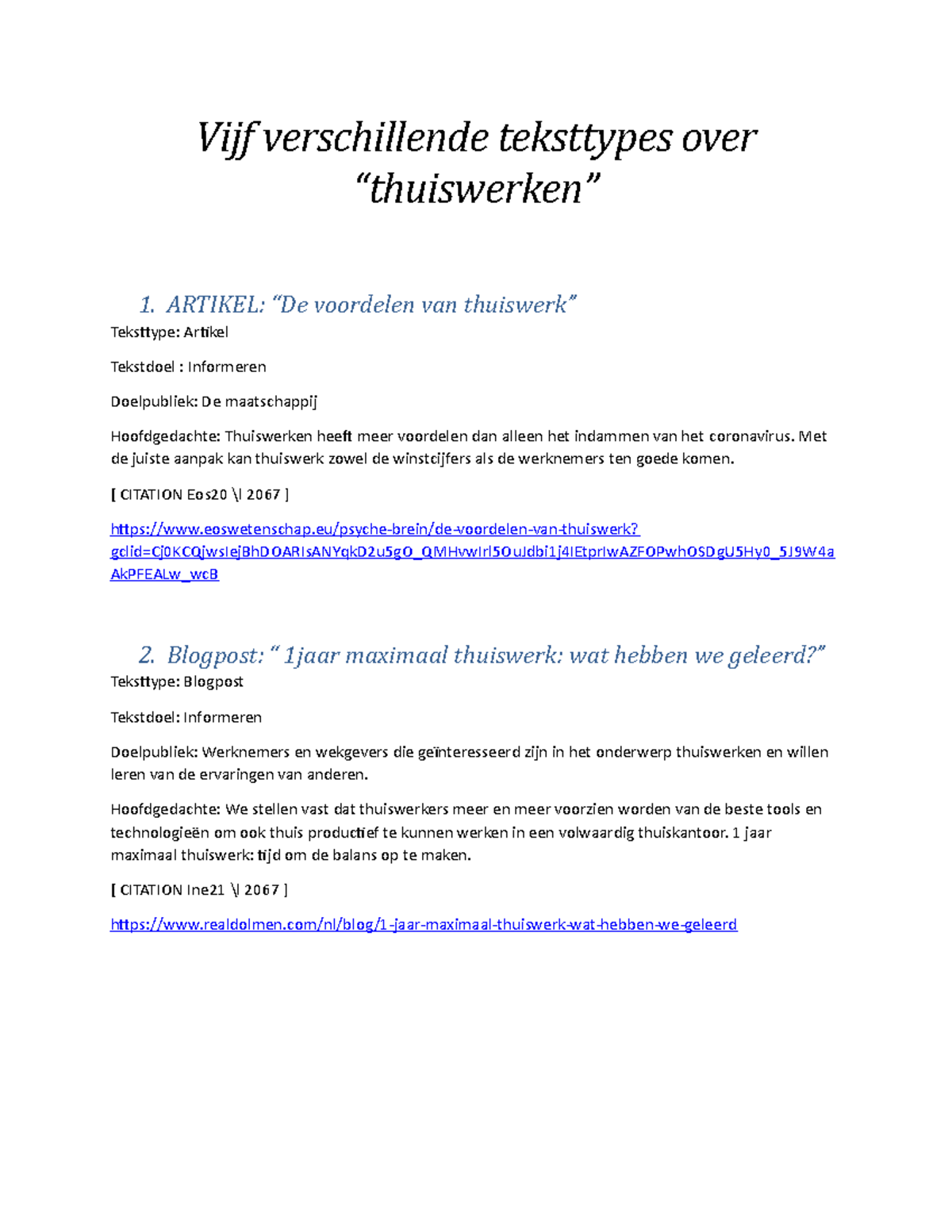 Tektsttypes CV thuiswerken - Vijf verschillende teksttypes over ...