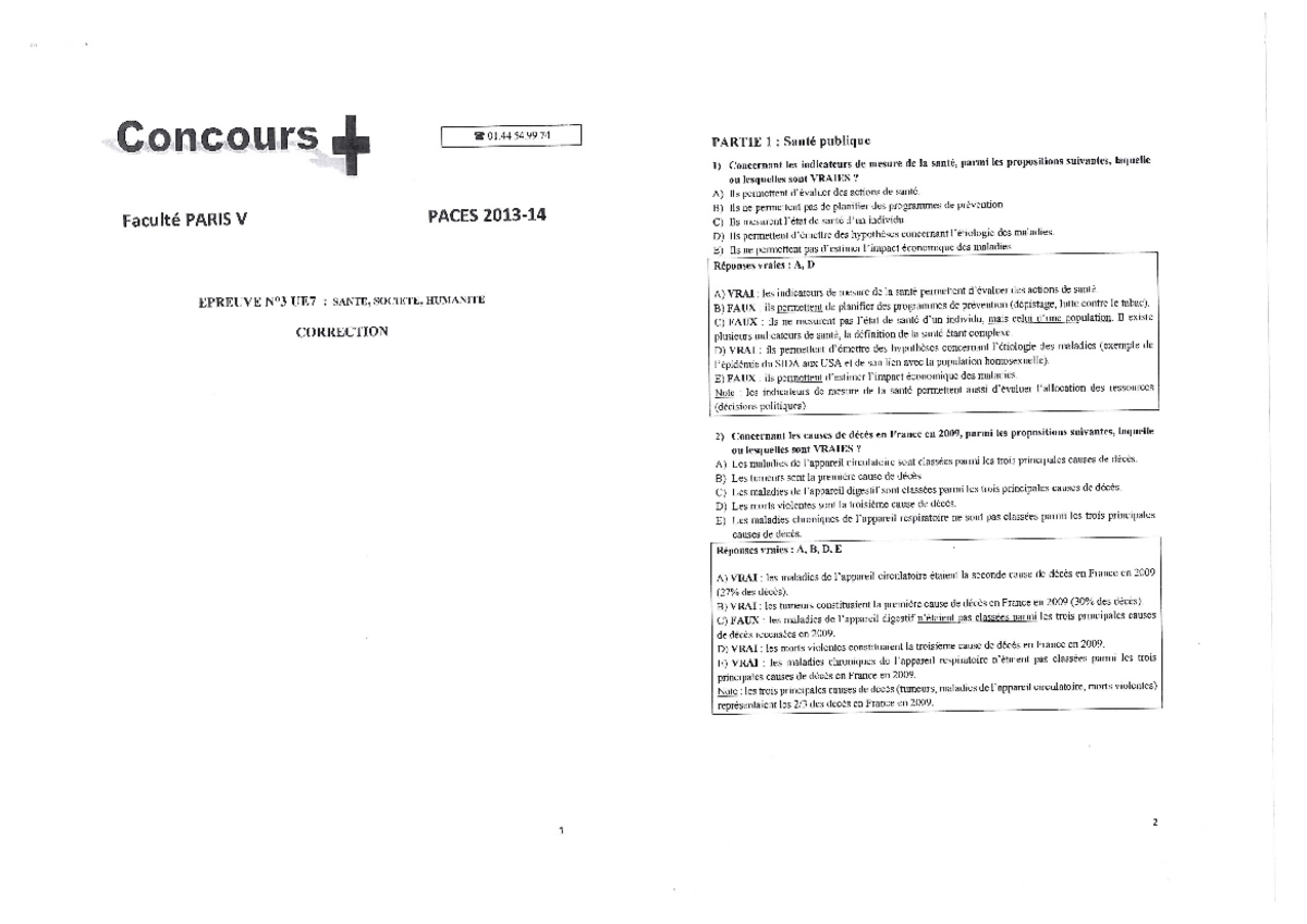 Examen 30 Octobre 2017, questions et réponses - PACES - Studocu