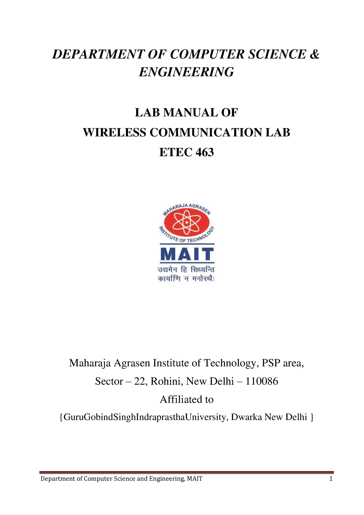 Wireless Communication Manual - DEPARTMENT OF COMPUTER SCIENCE ...