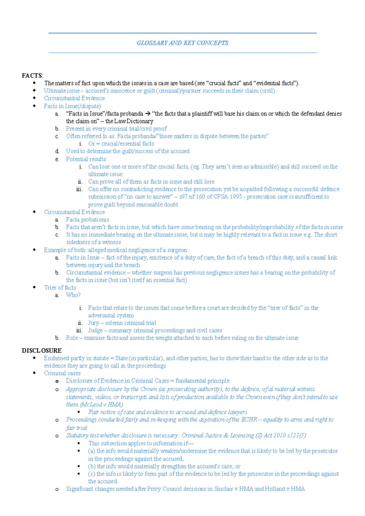 Glossary and Key Concepts Evidence Law - GLOSSARY AND KEY CONCEPTS ...