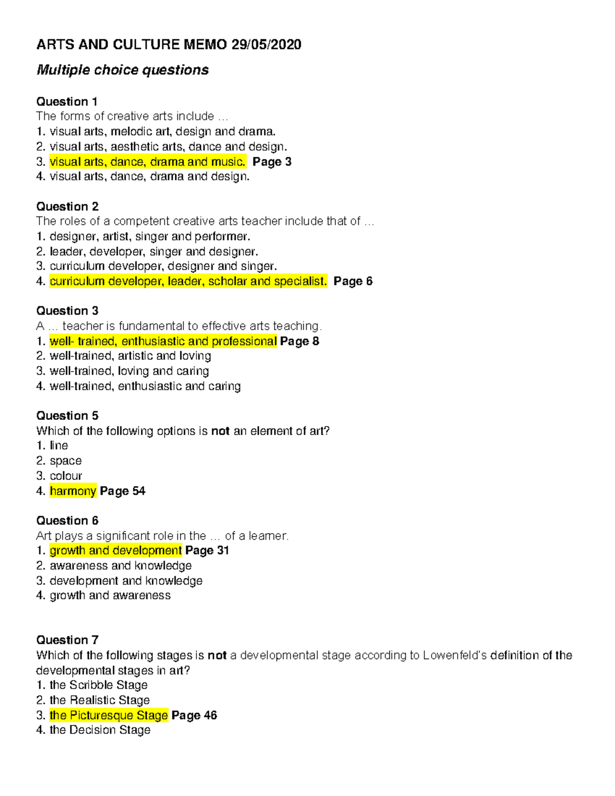 4 5800854534456608964 ARTS AND CULTURE MEMO 29/05/ Multiple choice