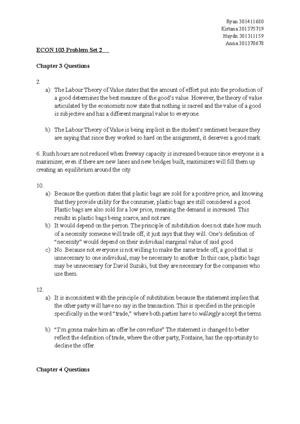 ECON 103 Problem Set 2 - tutorial assignment doug-allen - Ryan ...
