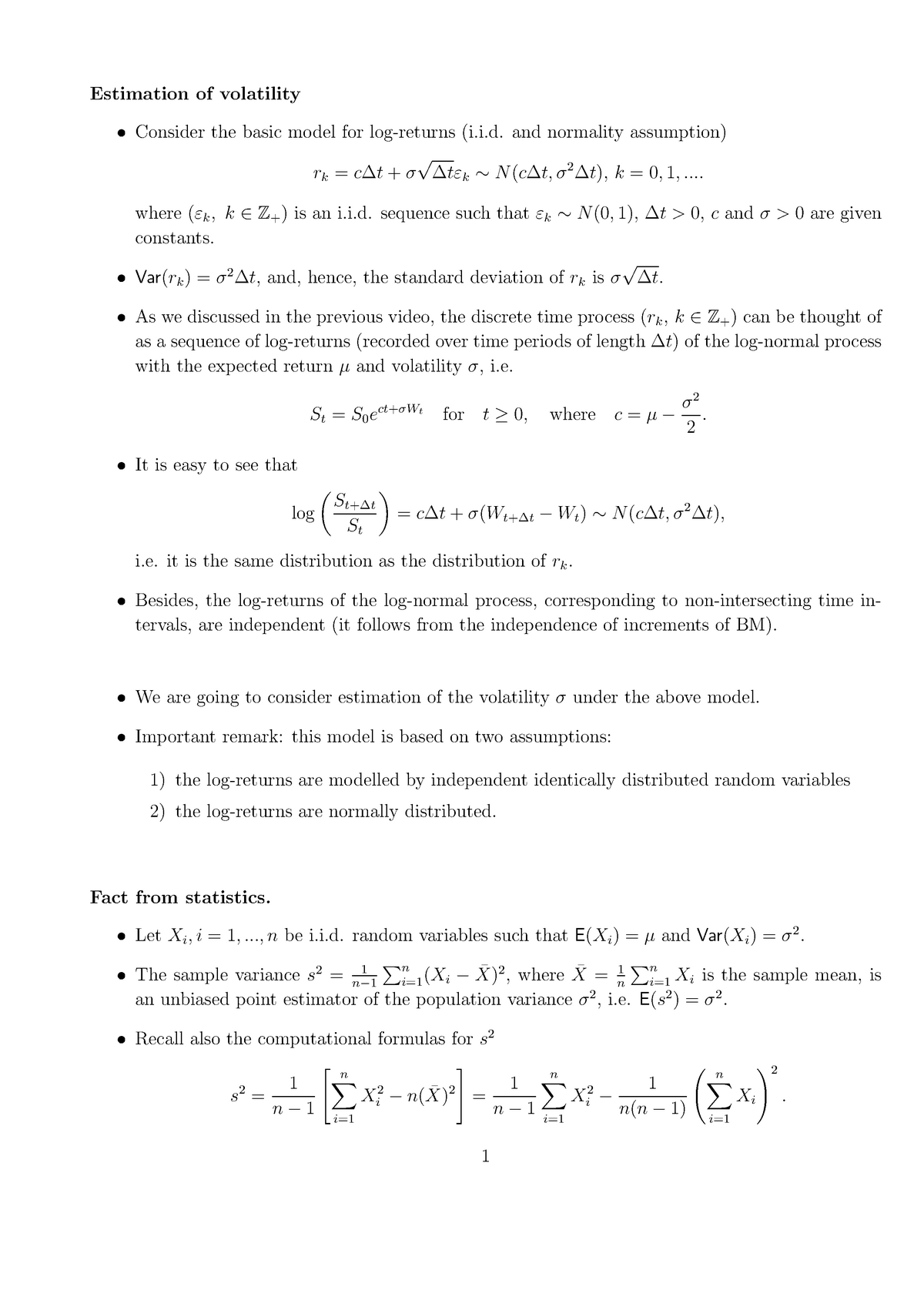 Volatility-estimation - Estimation of volatility Consider the basic ...