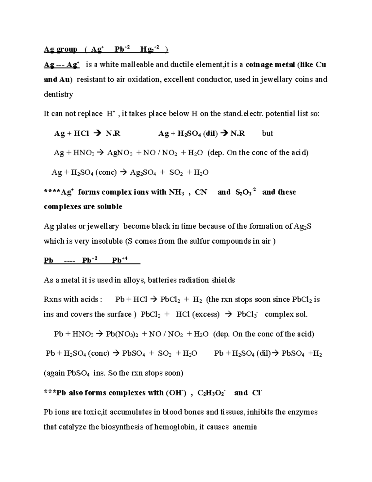 Lecture 2 Ag group procedure experiment - Ag group ( Ag + Pb +2 Hg 2 +2 ) Ag - Ag + is a white - StuDocu