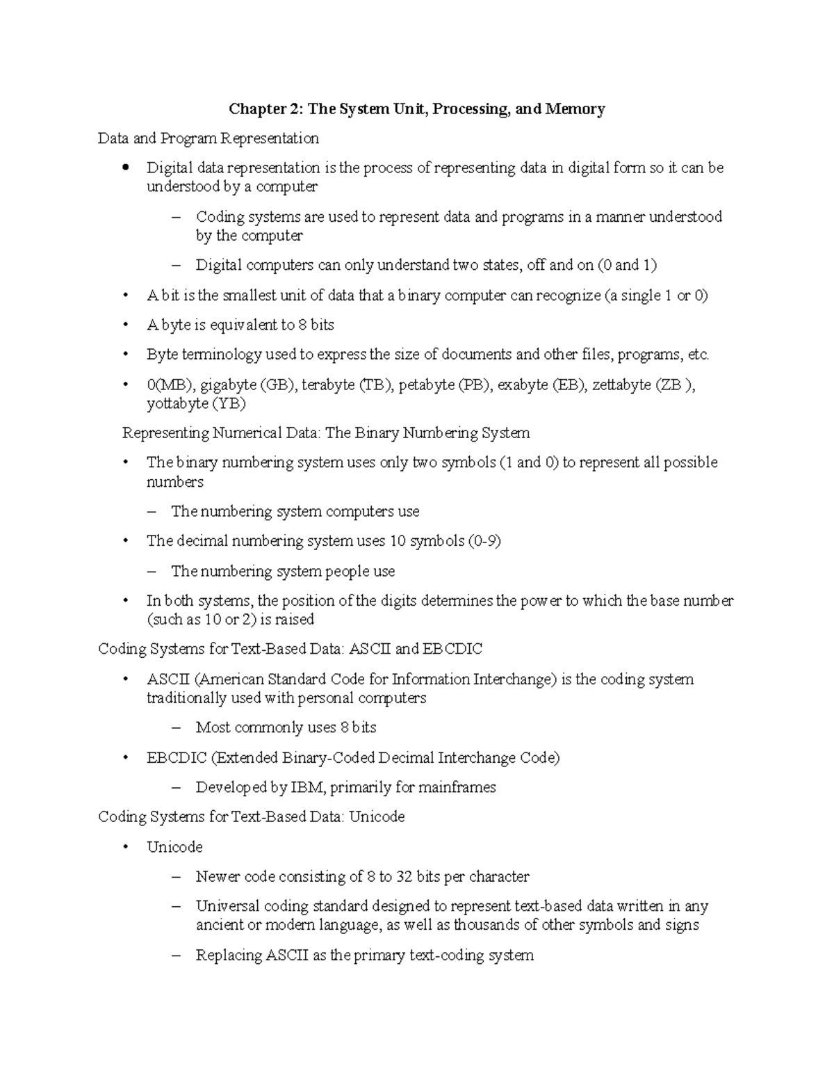 Chapter 2 notes - Chapter 2: The System Unit, Processing, and Memory ...