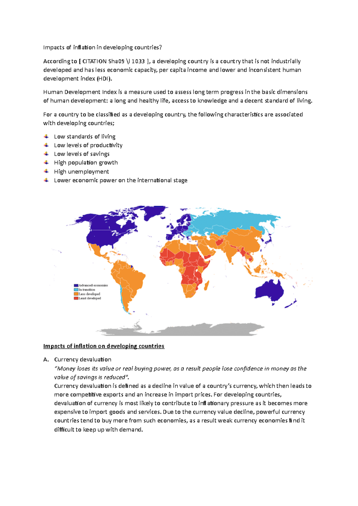 The impact of inflation on developing countries - Impacts of inflation ...