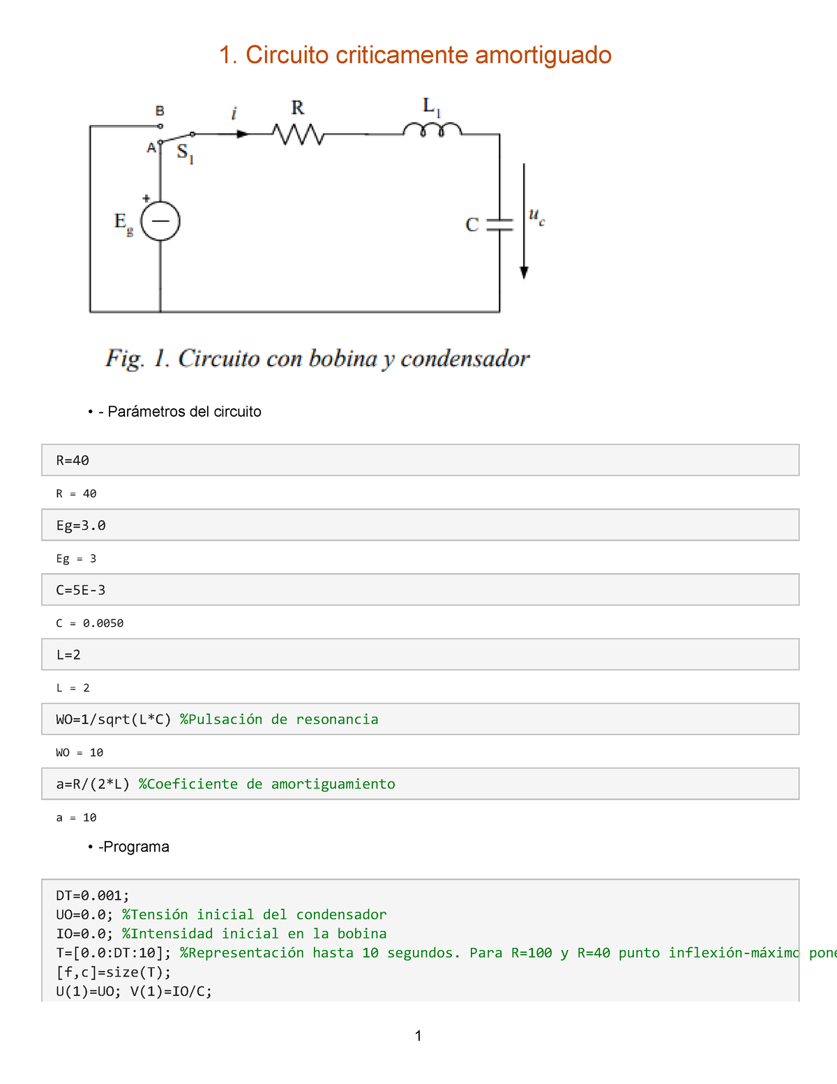 Práctica practica Circuito criticamente amortiguado Parámetros del circuito R R