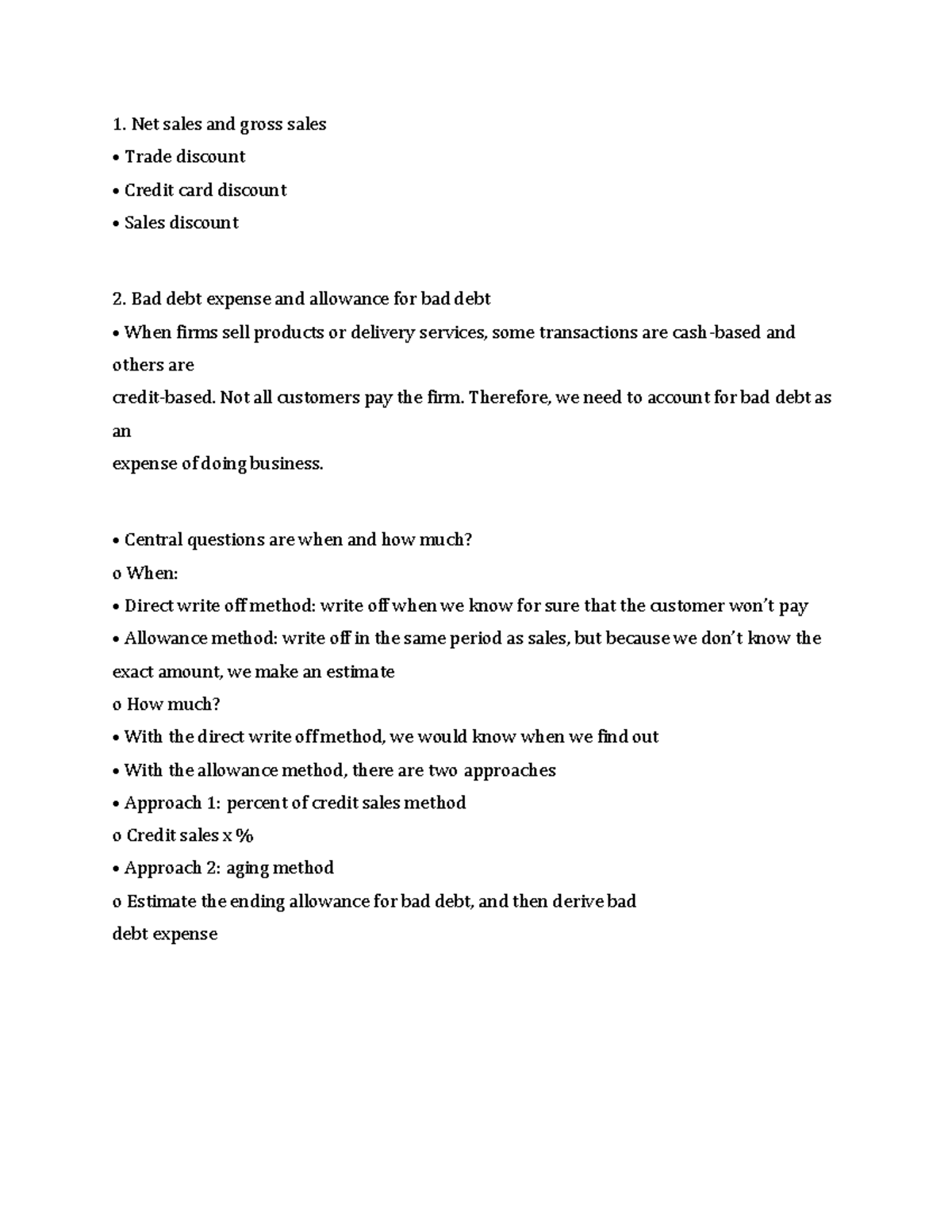 Chapter 6 summary - Net sales and gross sales Trade discount Credit ...