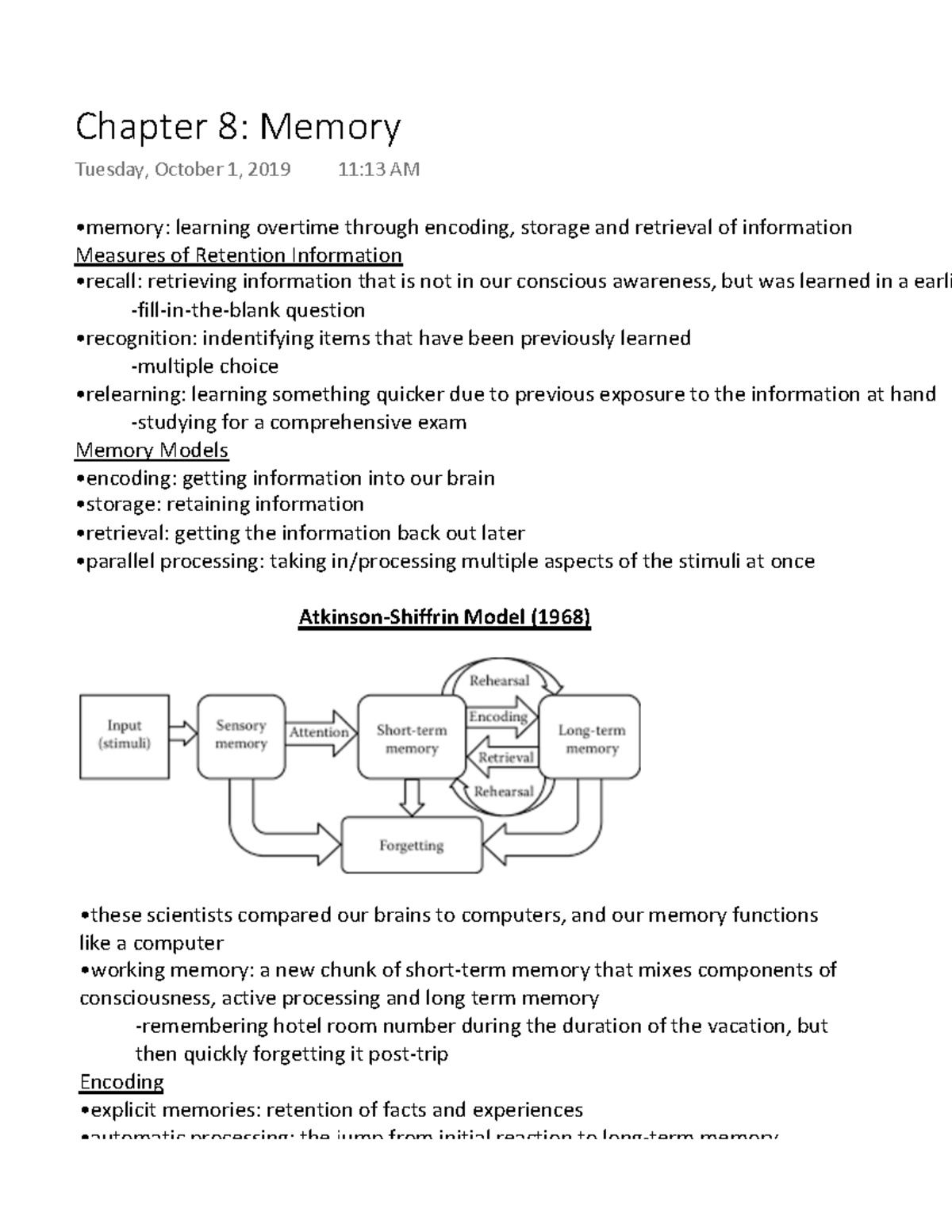 Chapter 8 Memory - PSY 203: General Psychology - •these Scientists ...