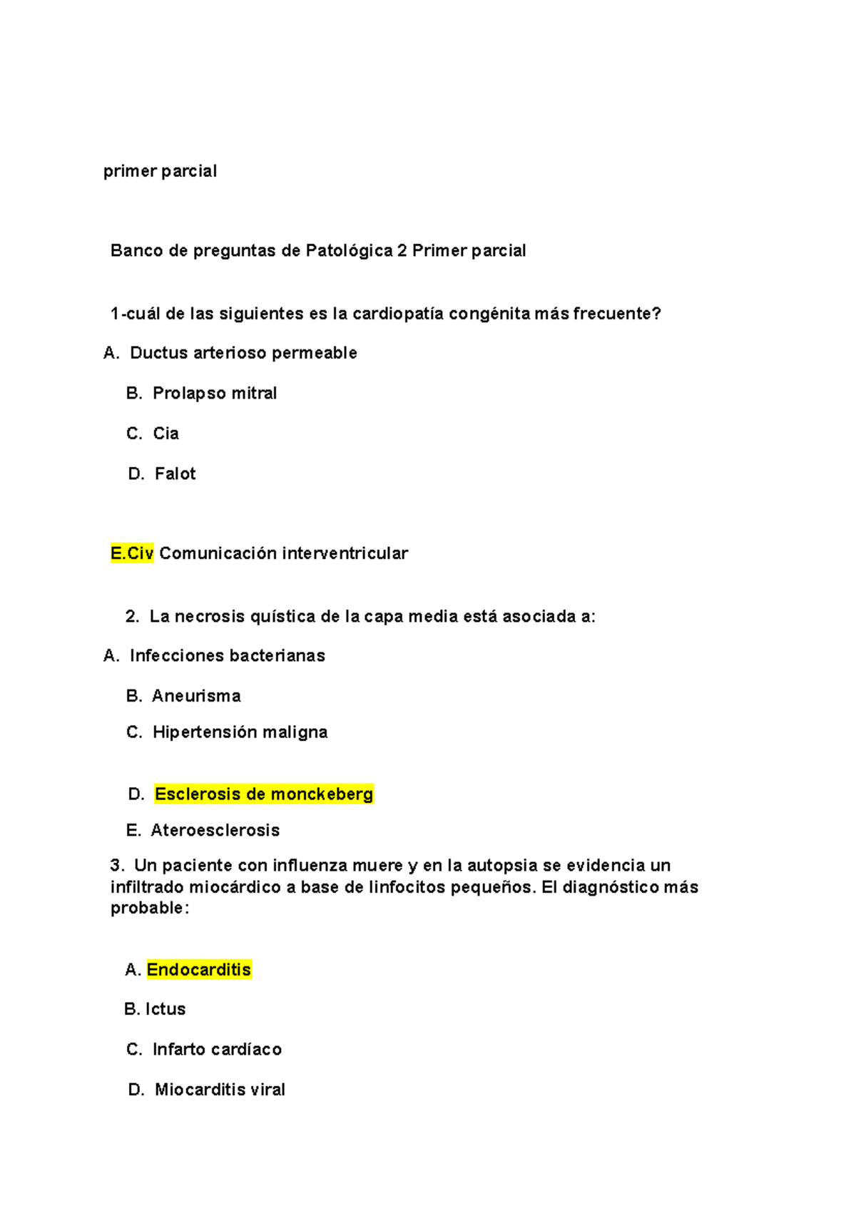 Todos Los Examenes Patologica 2 - Primer Parcial Banco De Preguntas De ...