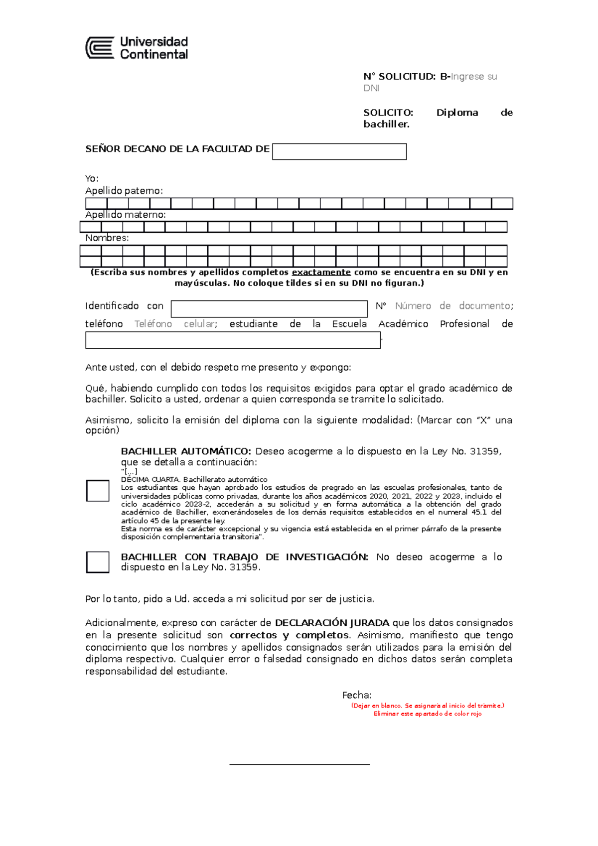 Formato-de-bachiller - N° SOLICITUD: B-Ingrese Su DNI SOLICITO: Diploma ...