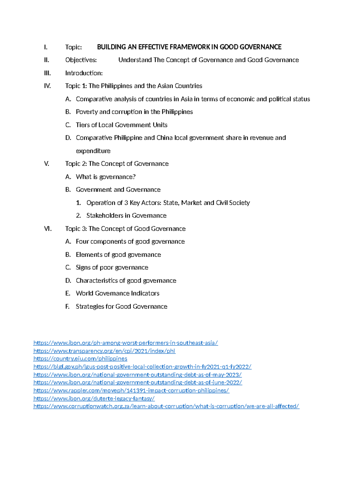 Good Governance in Public Administration - I. Topic: BUILDING AN ...
