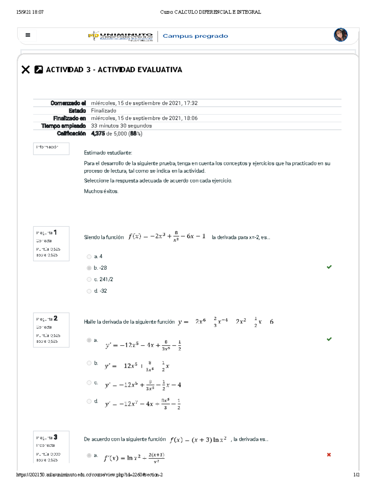 Curso Calculo Diferencial E Integral jsjsjss - 15/9/21 18:07 Curso ...
