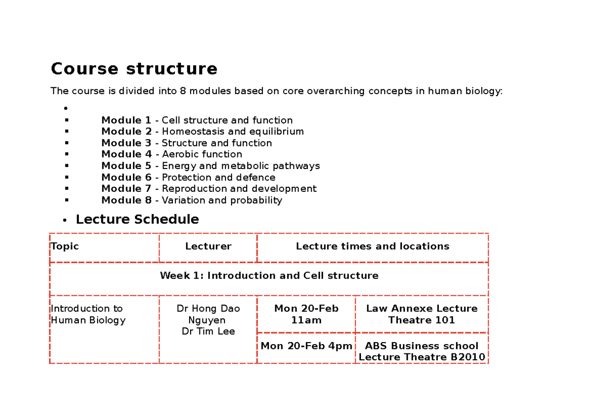 Course structure - Course structure The course is divided into 8 ...