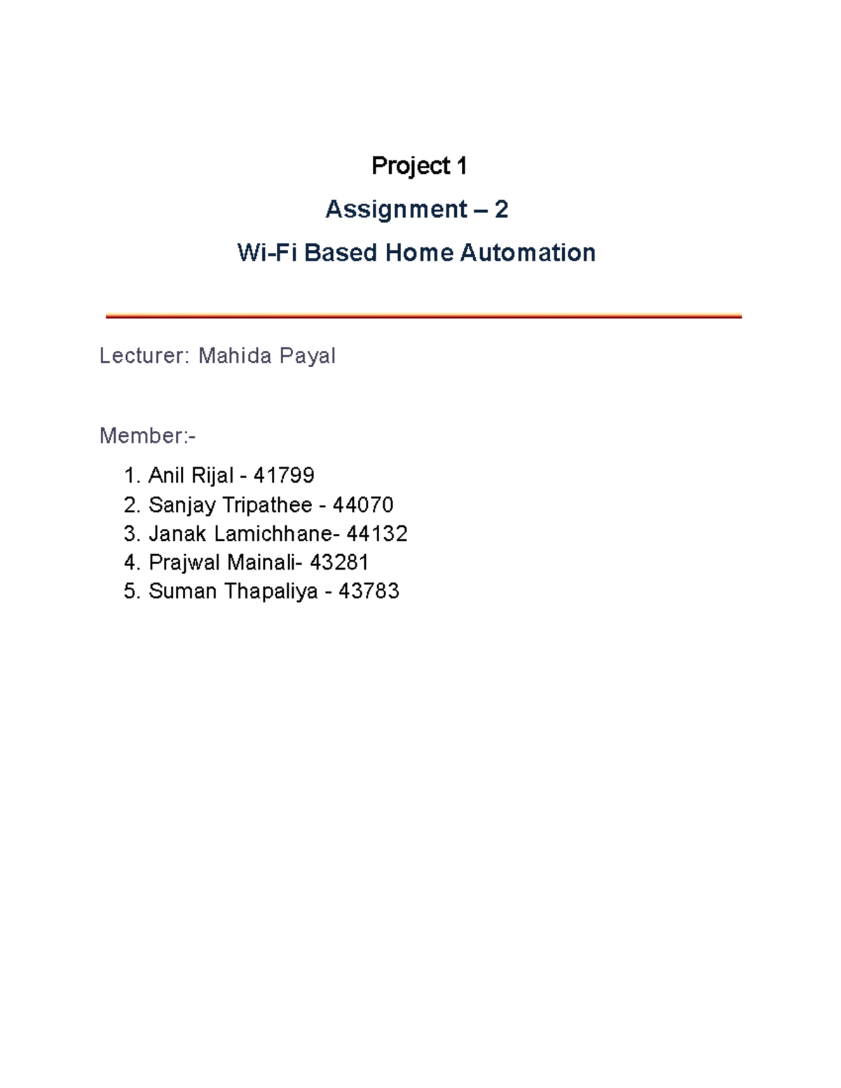 Assignment-2 project-1 done - Project 1 Assignment – 2 Wi-Fi Based Home ...