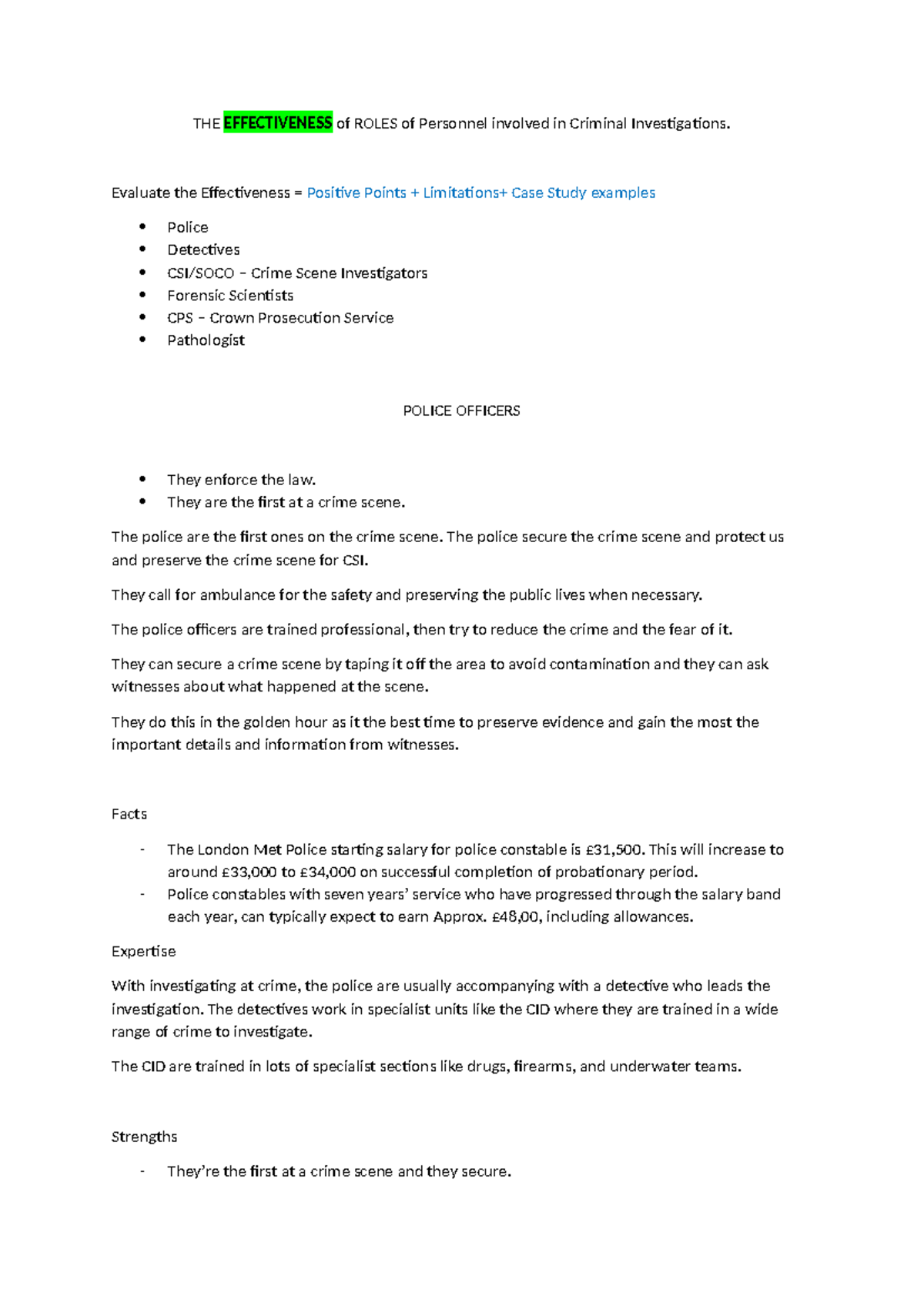 Unit 3 1 - .... - THE EFFECTIVENESS of ROLES of Personnel involved in ...