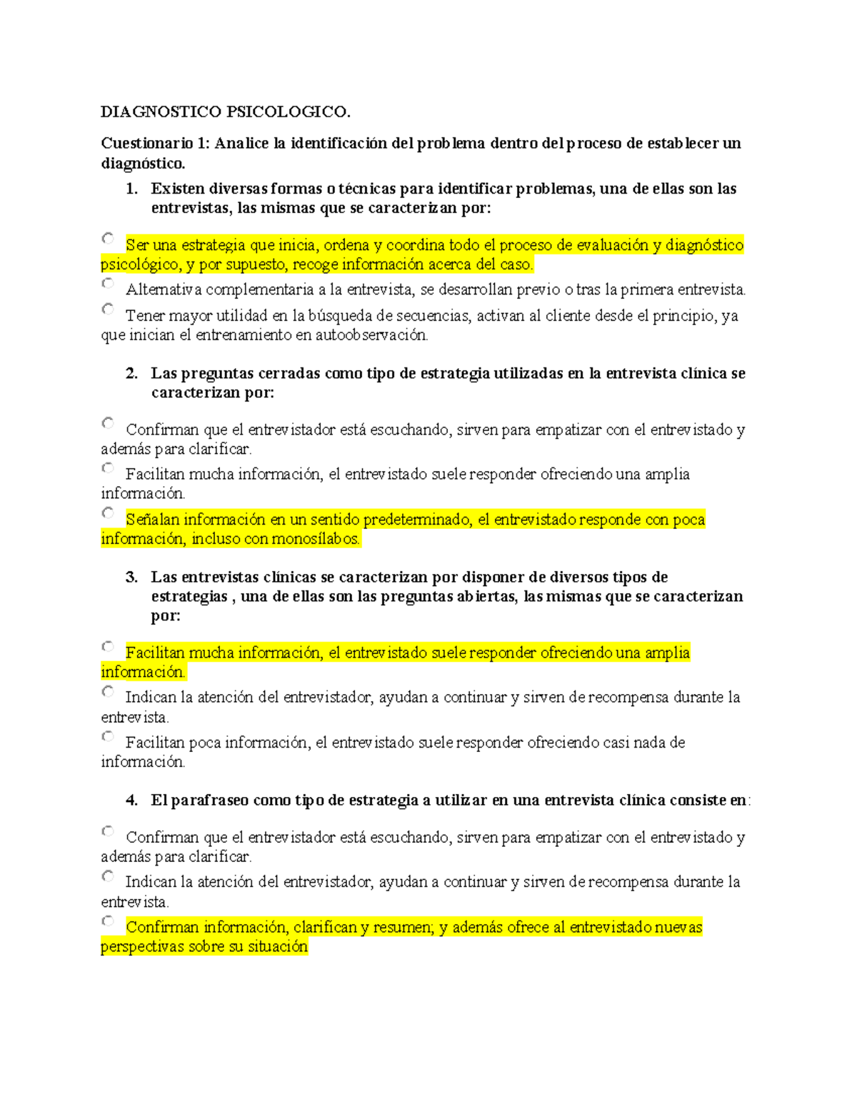 Cuestionario Analice La Identificaci N Del Problema Dentro Del