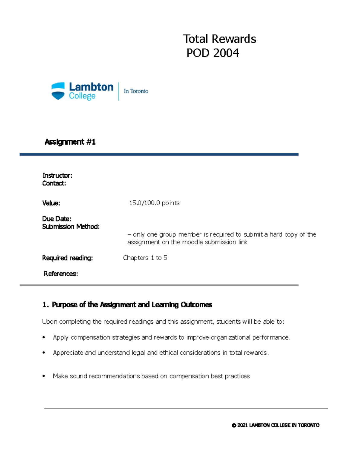 POD 2004 Total Rewards Assignment #1 - Total Rewards POD 2004 ...