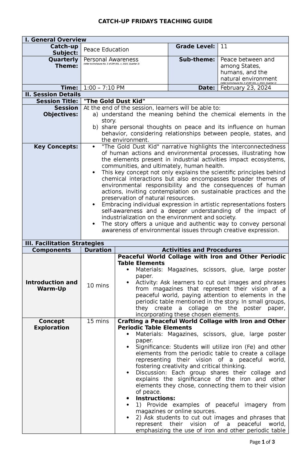 Catch Up Friday February 23 2024 CATCHUP FRIDAYS TEACHING GUIDE I