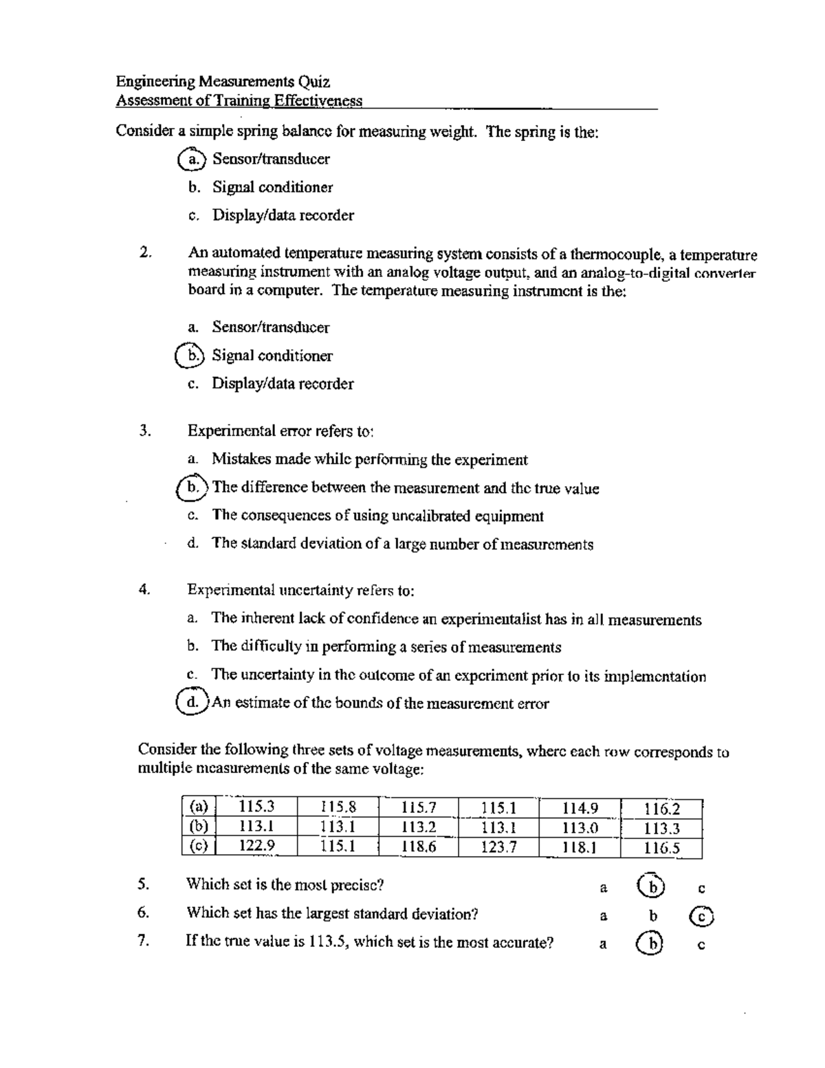 Measurement Quiz - Soln S - ECE 4001 - Studocu