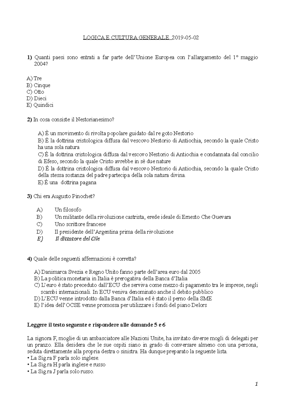 F.I. 31 Agosto - Domande E Risposte Logica Per La Preparazione Test D ...