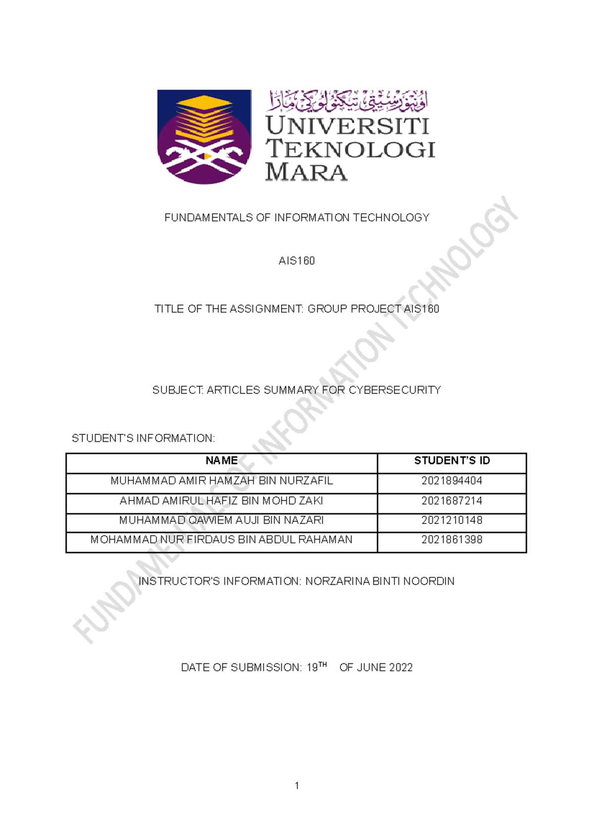 AC1102H Group 3 - cvfyicfyicyo - FUNDAMENTALS OF INFORMATION TECHNOLOGY ...