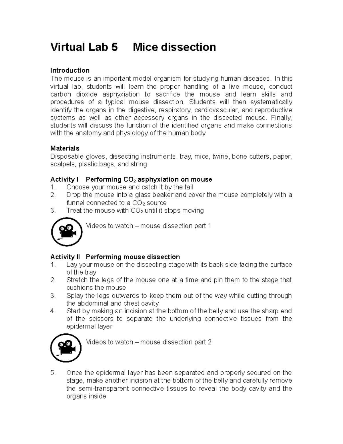 Virtual Lab 5 Worksheet Mice Dissection Virtual Lab 5 Mice Dissection