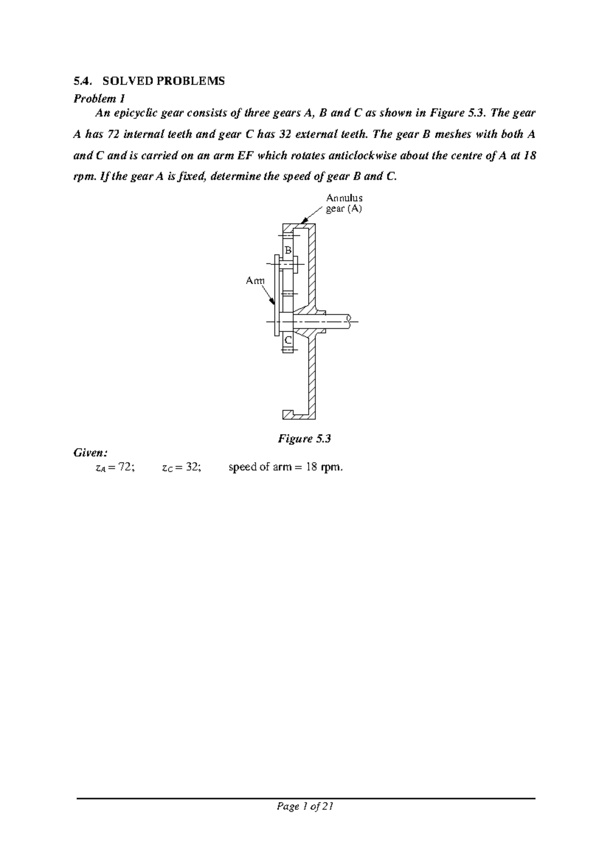 Files epicyclic gears worked examples - 5. SOLVED PROBLEMS Problem 1 An ...