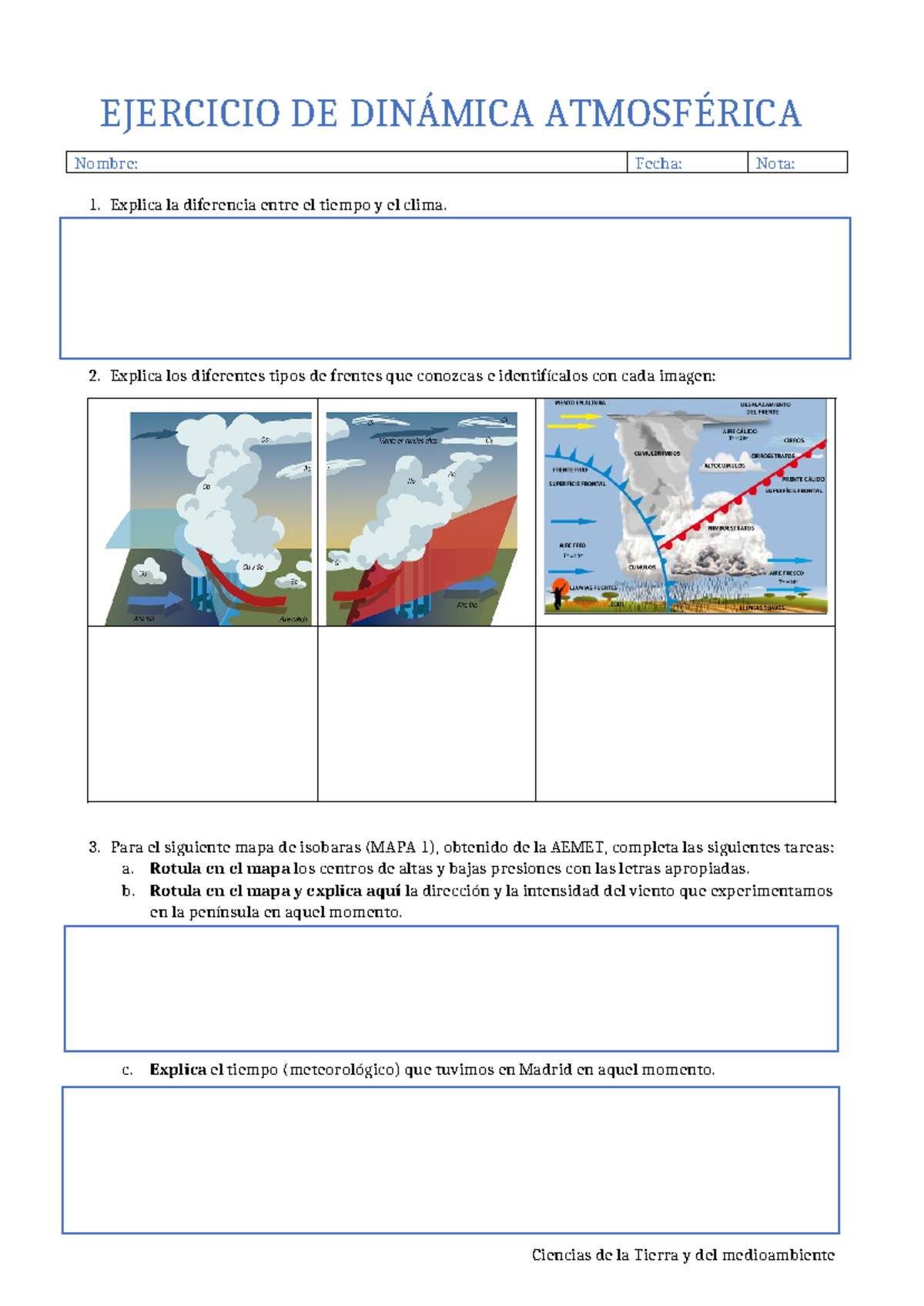 Ejercicio DE Dinámica Atmosférica - EJERCICIO DE DINÁMICA ATMOSFÉRICA ...