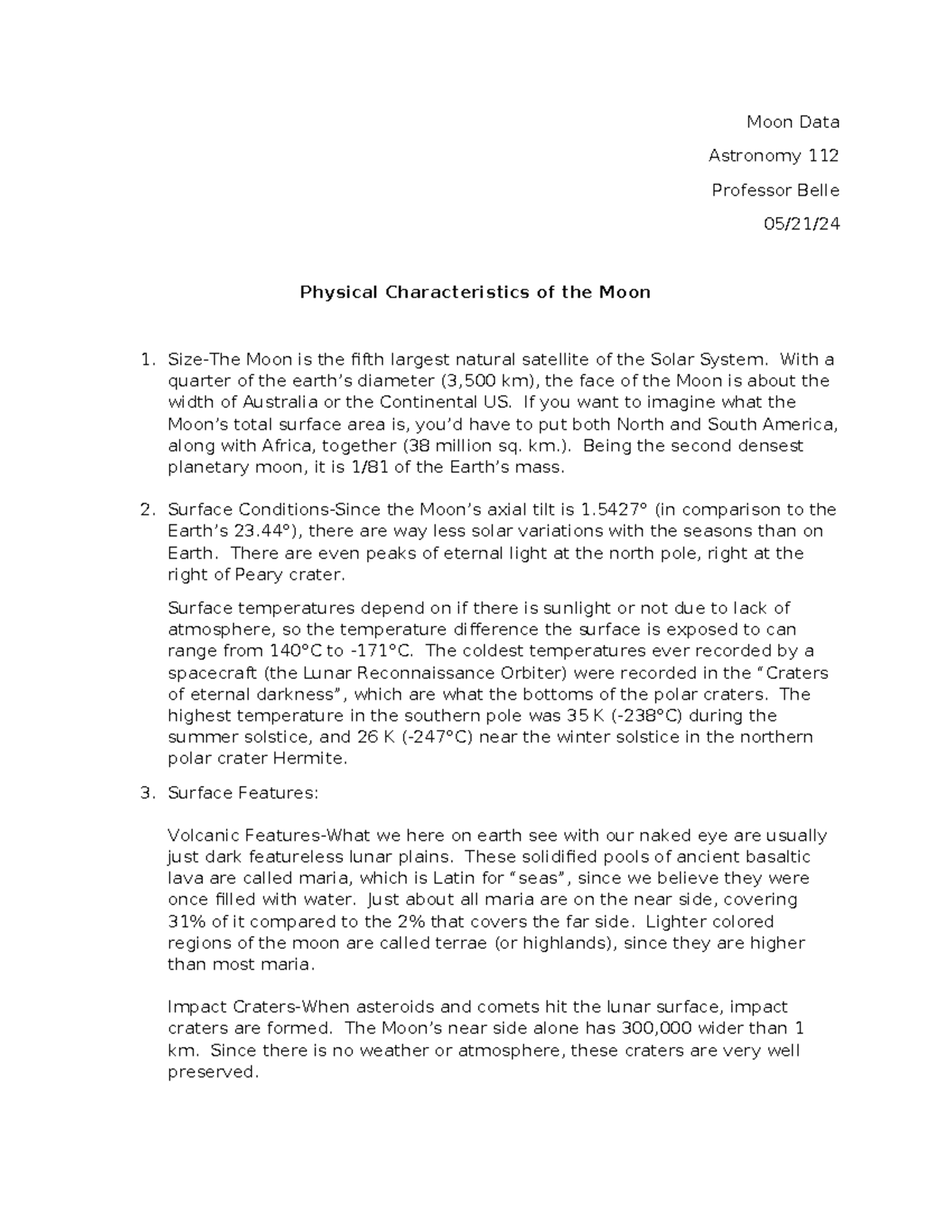 Lab 2 Newport Moon Profile - Moon Data Astronomy 112 Professor Belle 05 ...
