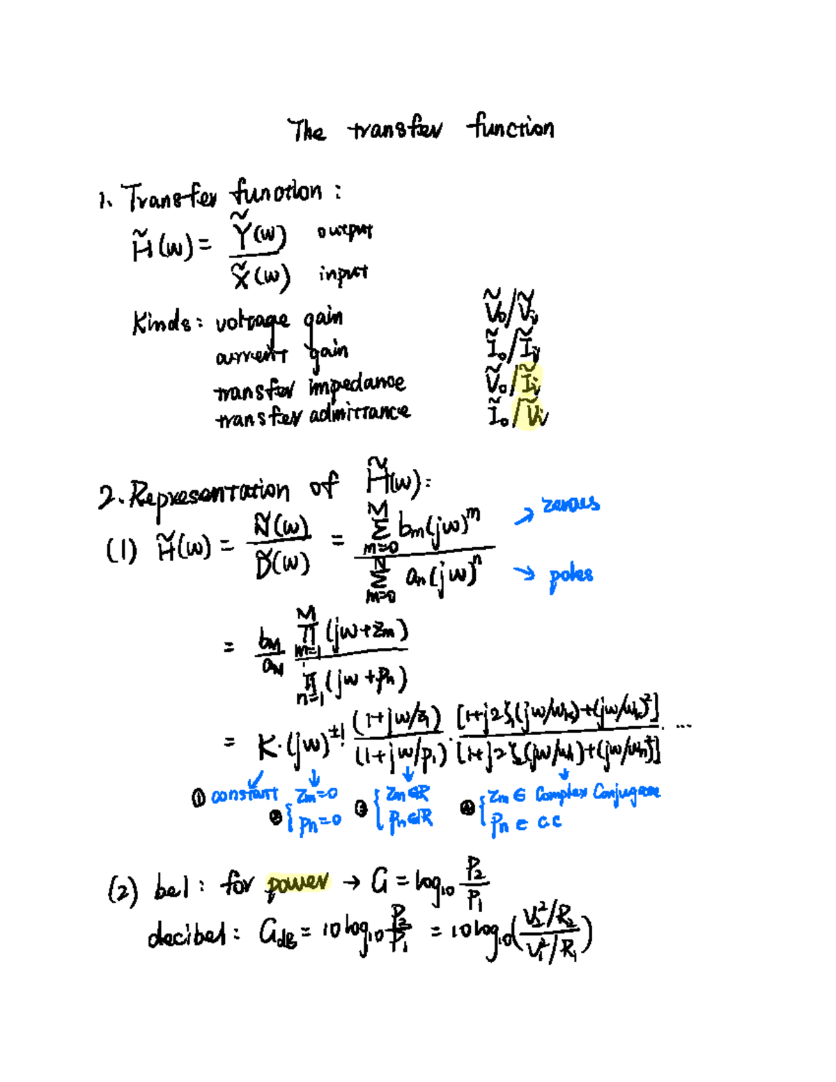 Note Chapter 14 - The transfer function 1 Transferfunction Ǎlw Ǐy ...