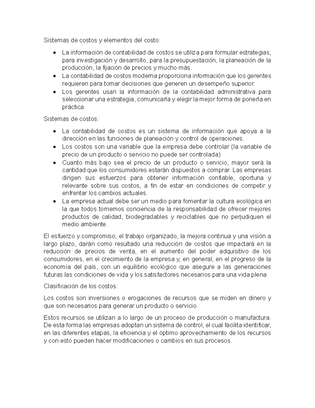 Sistemas de costos y elementos del costo Resumen - Sistemas de costos y ...
