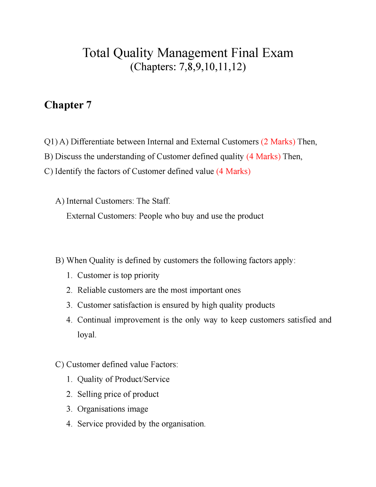 TQ Final - Qeteqeqteq - Total Quality Management Final Exam (Chapters ...