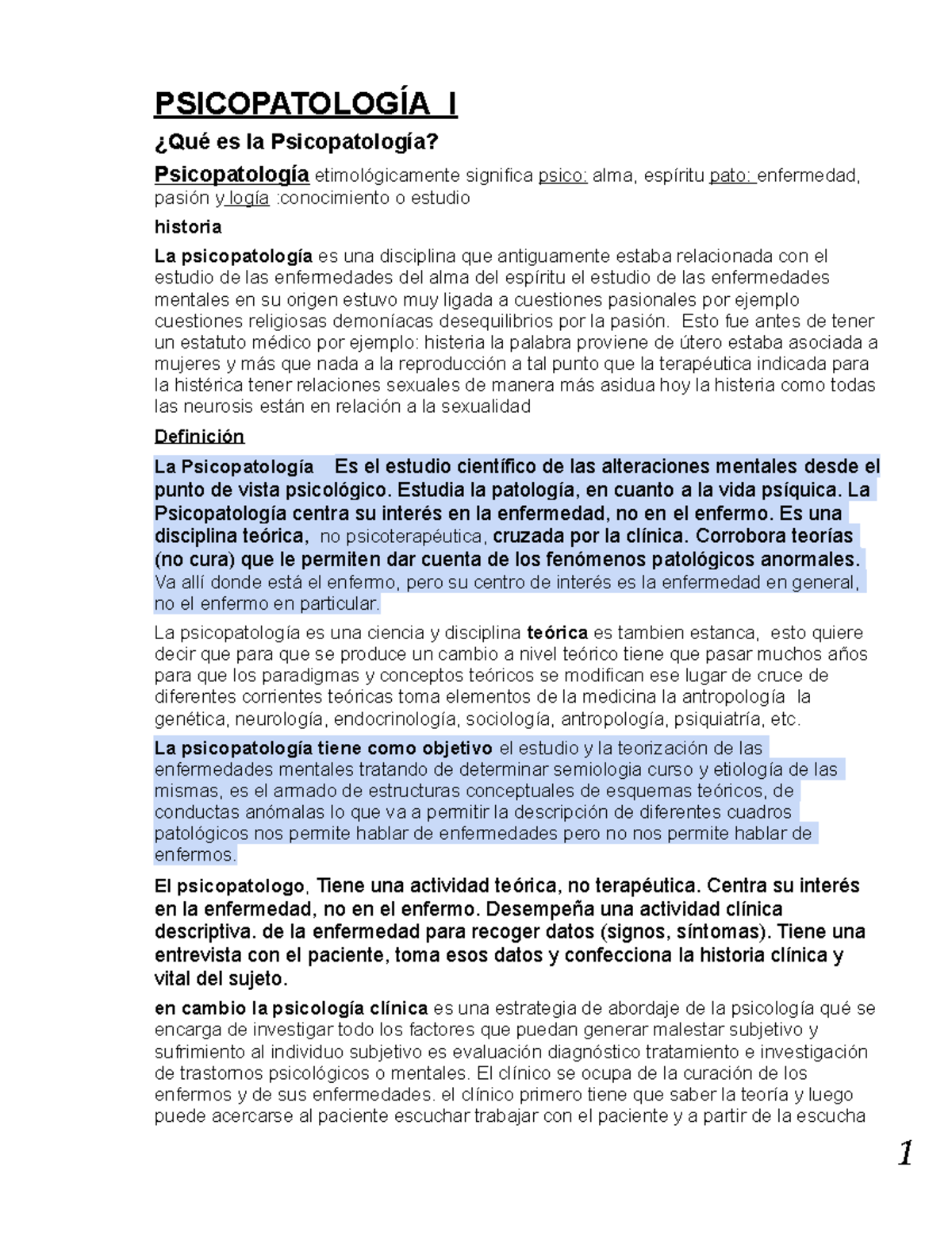 Psicopatología 1 Resumen Para El Final - PSICOPATOLOGÍA I ¿Qué Es La ...