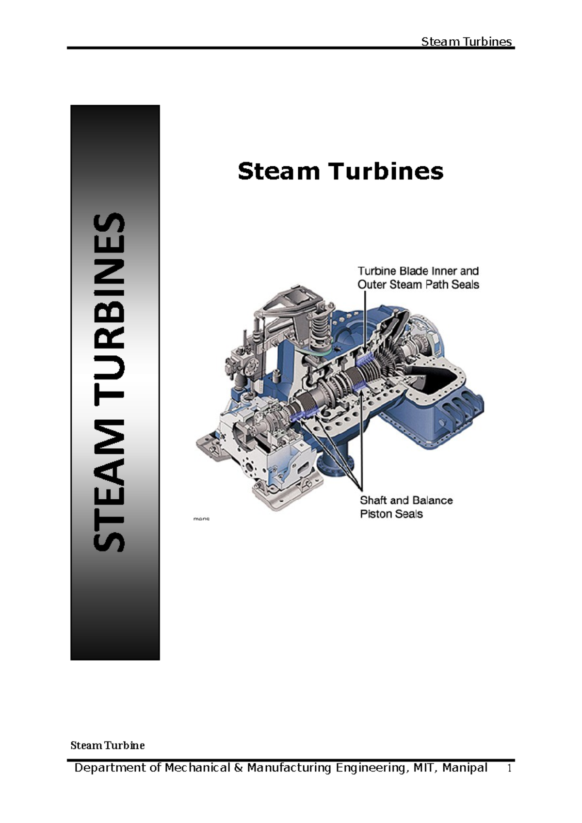 03 Steam Turbines-1 - Lecture Notes 1 - Steam Turbines Steam Turbine ...