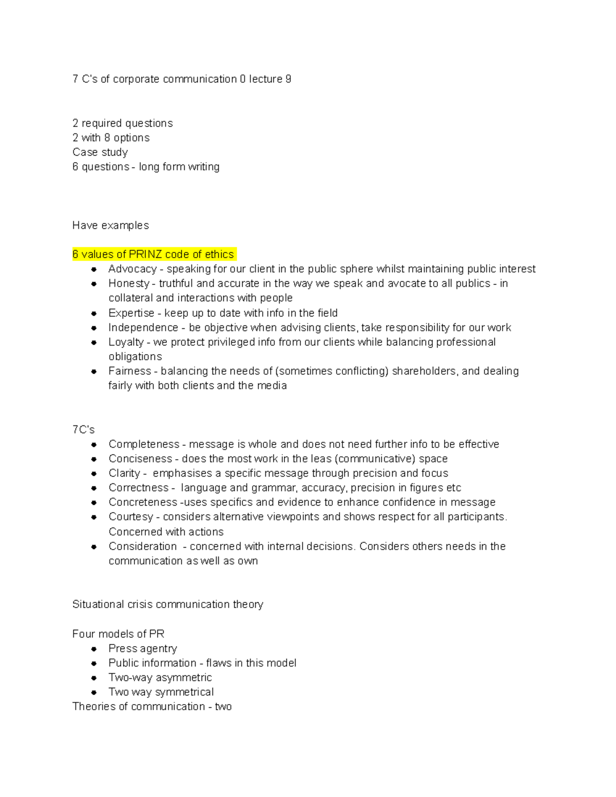 Exam - information about the exam - 7 C’s of corporate communication 0 ...