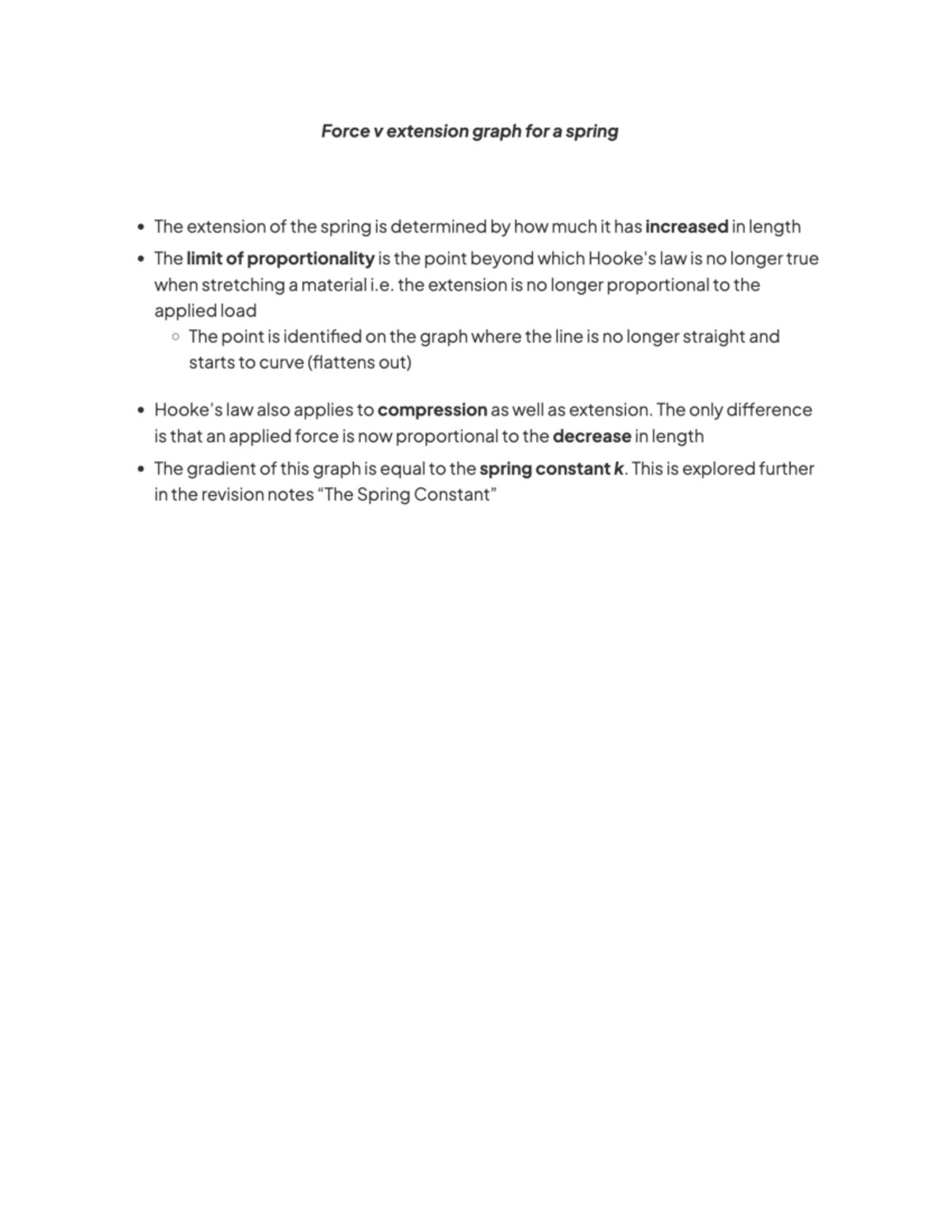 Extention - About spring extension - Force v extension graph for a ...