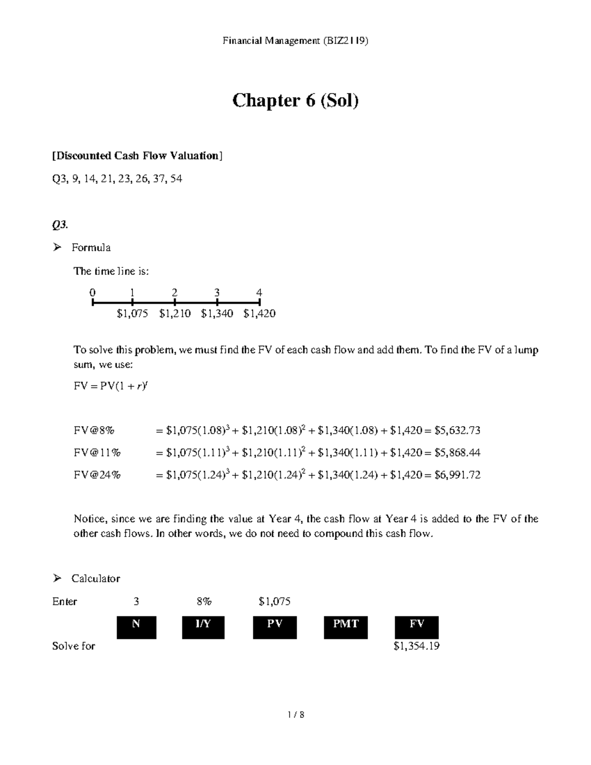 Ch6 - Corporate Finance - Chapter 6 (Sol) [Discounted Cash Flow ...