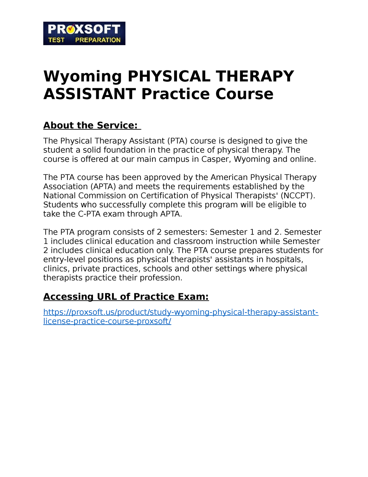 Wyoming PHYSICAL THERAPY ASSISTANT Practice Course Wyoming PHYSICAL   Thumb 1200 1553 