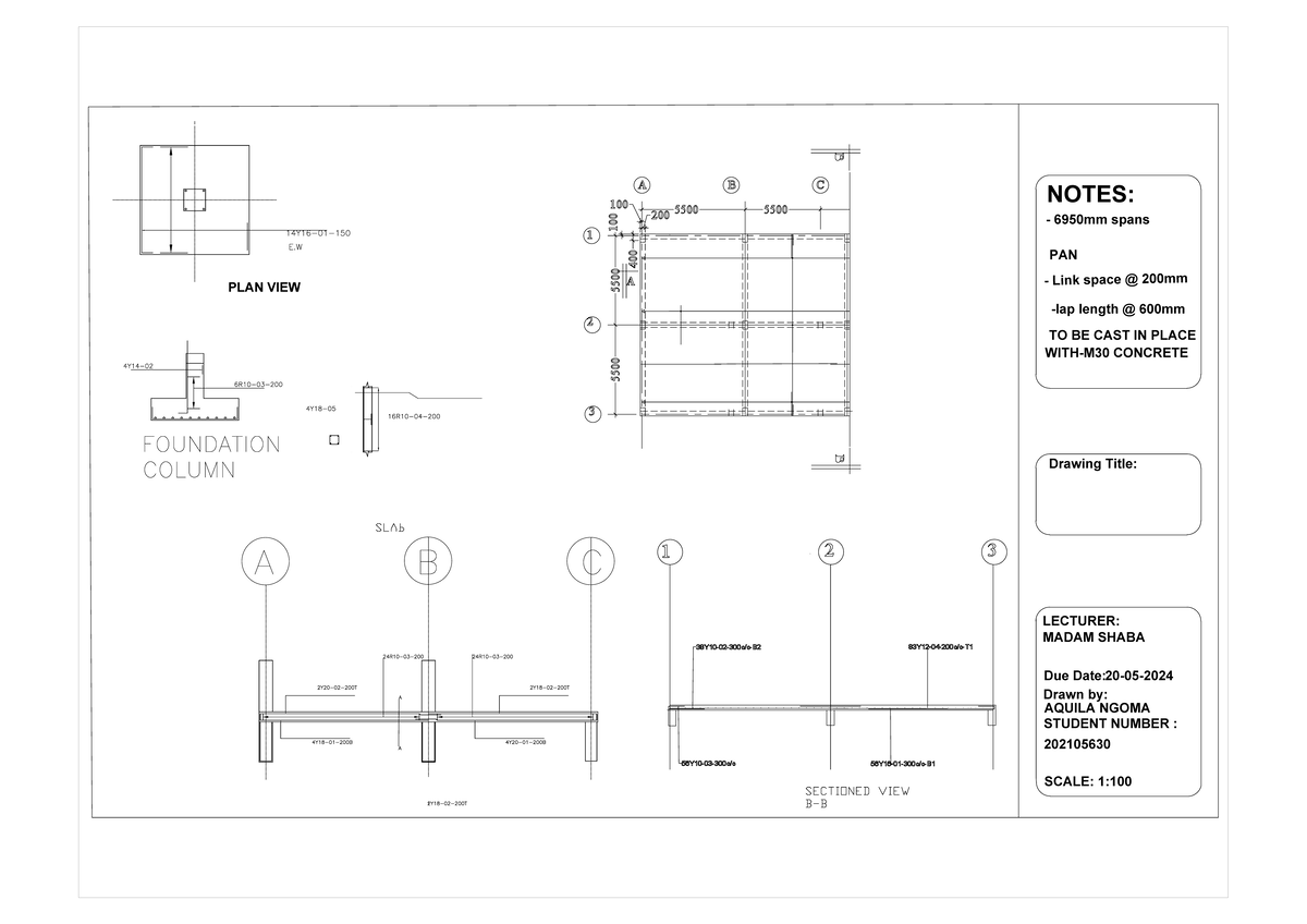 Aquila Ngoma - Bar bending schedule drawn to scale - engineering ...