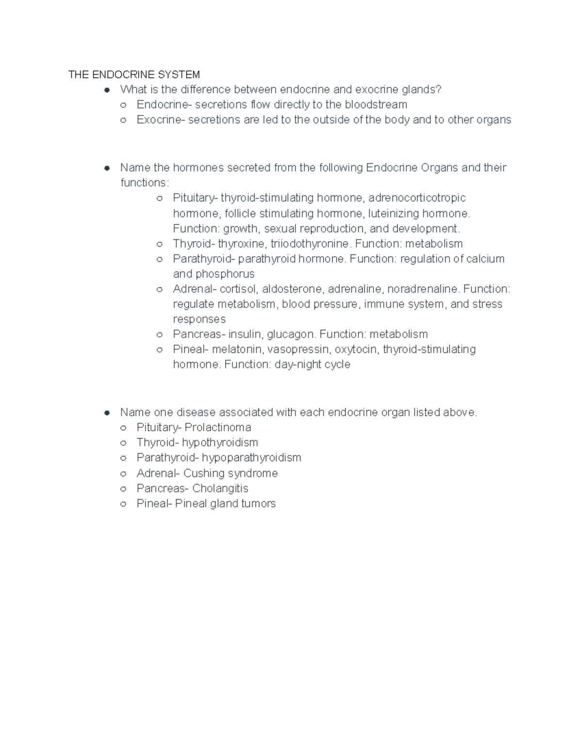 CH. 17 assignment - THE ENDOCRINE SYSTEM What is the difference between ...