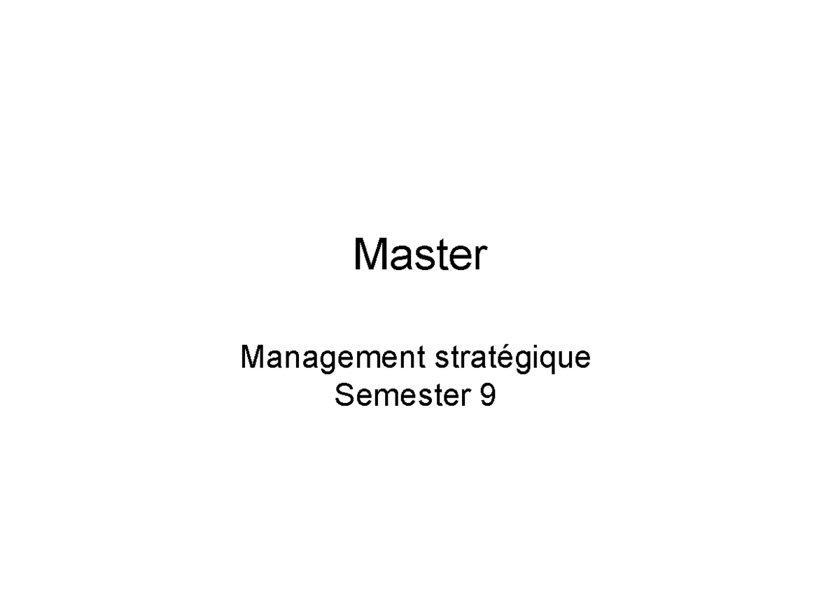Axe 1 Les fondements management stratégique PDF Master Management