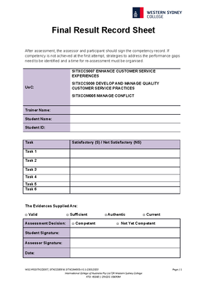 Assessment-Task-6 - assignment - Assessment- SITXCCS007 ENHANCE ...